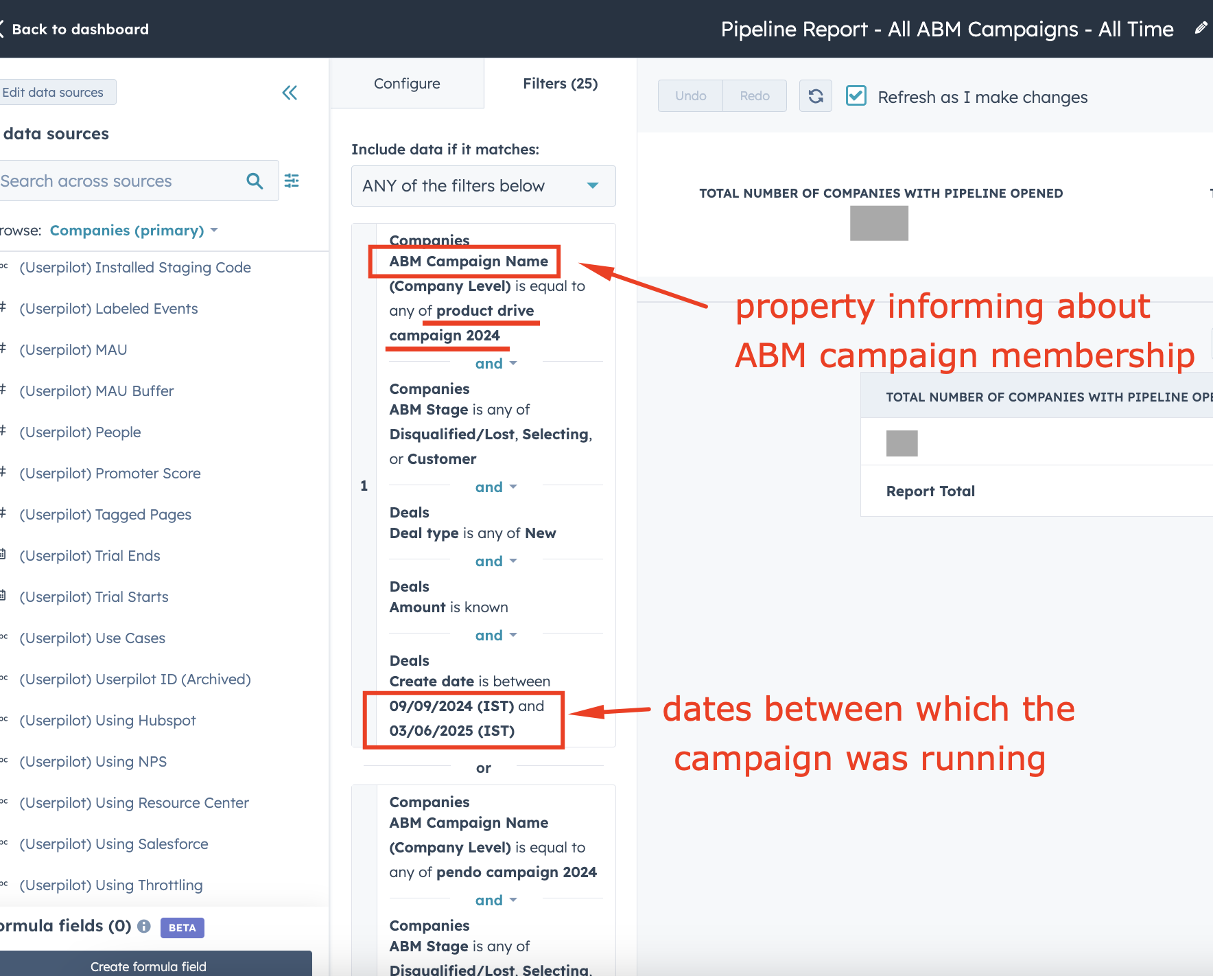ABM Campaigns filters