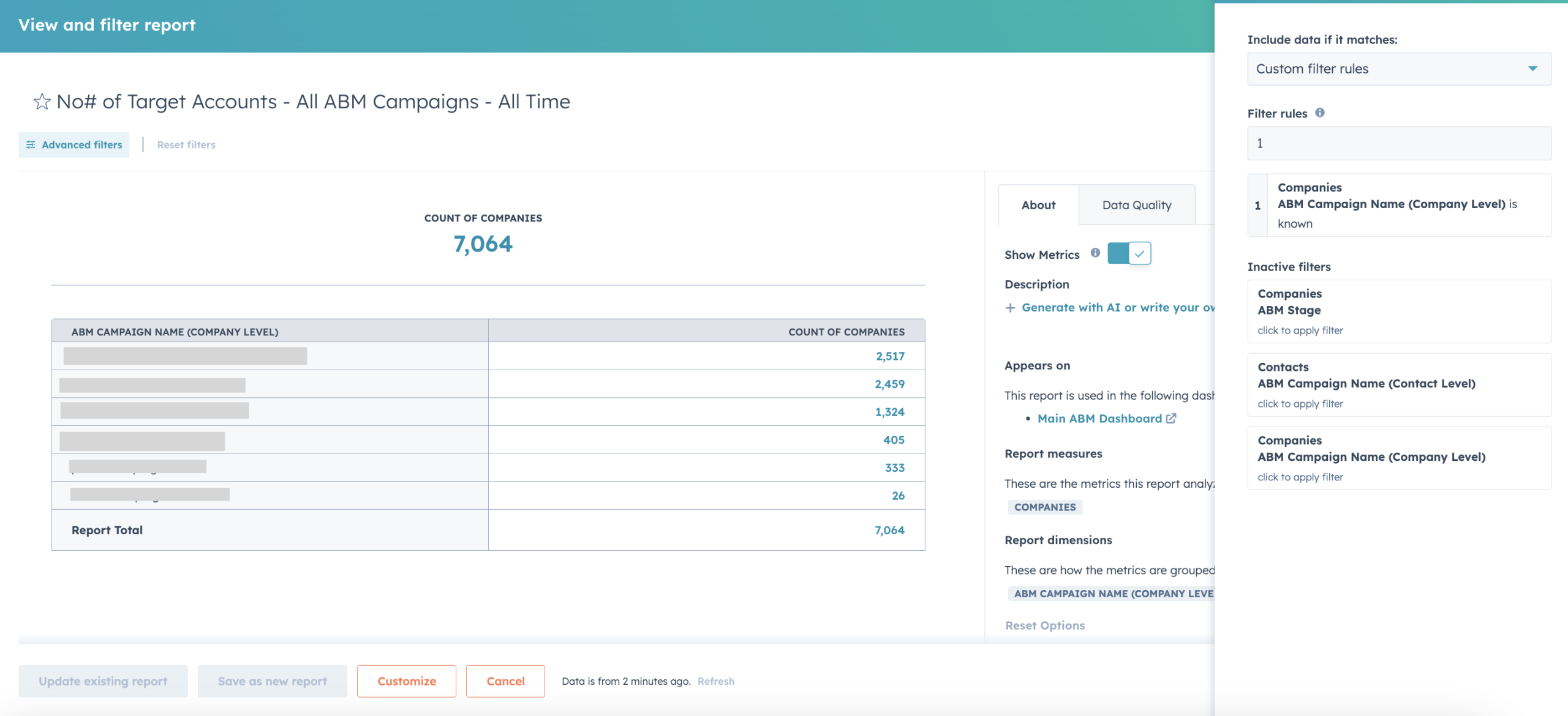ABM Target account composition filters
