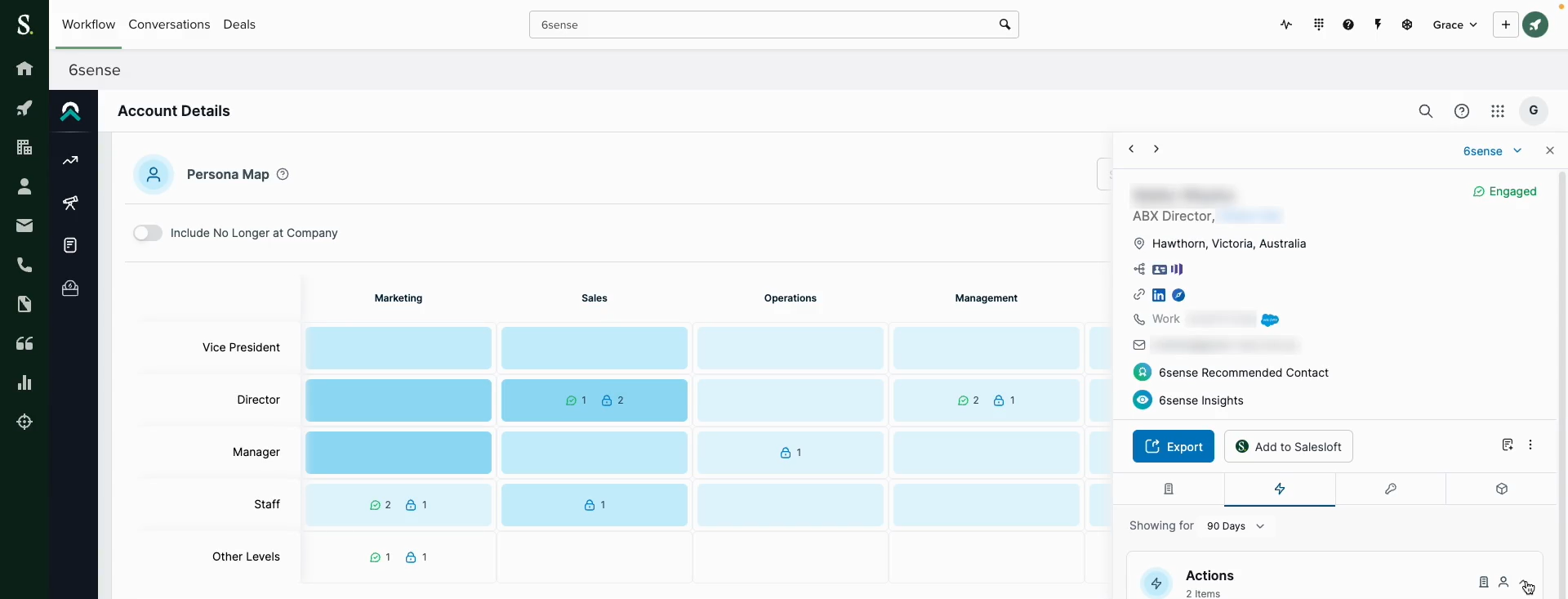 Persona maps for accounts with 6sense integration within Salesloft. Source: 6sense