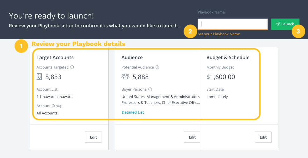 Account targeting playbooks in RollWorks