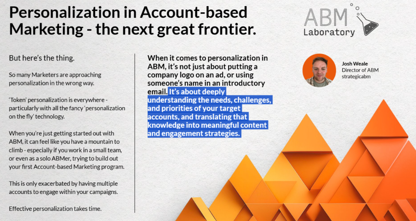 Josh Weasle warns against token personalization in SaaS ABM strategy and stresses to go further to understand your customer's needs