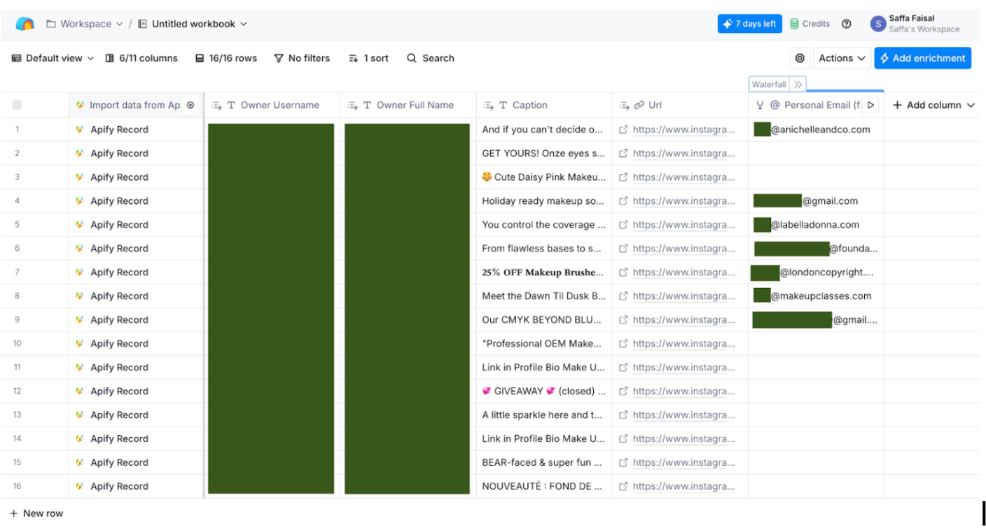 personal emails populated using Clay
