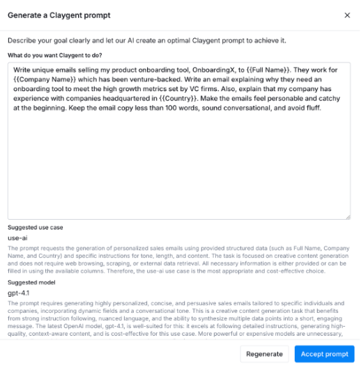 prompt generated by the Chatgpt enrichment
