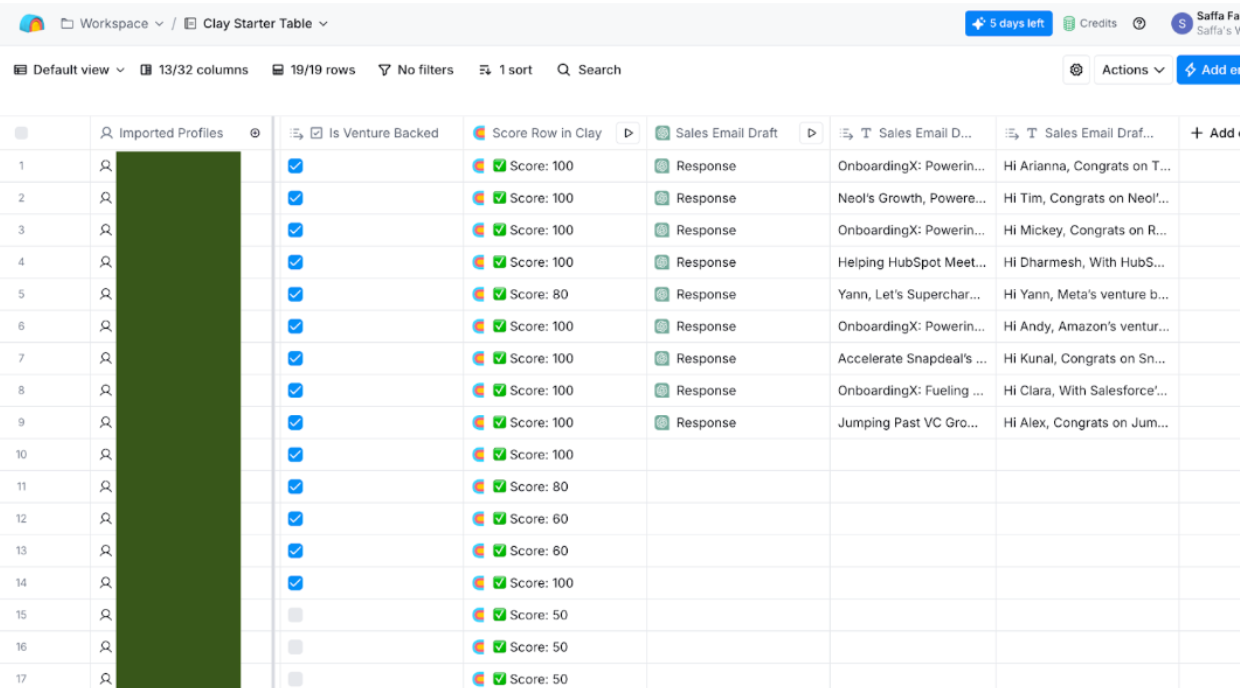 New columns for email subject line and body added by Clay