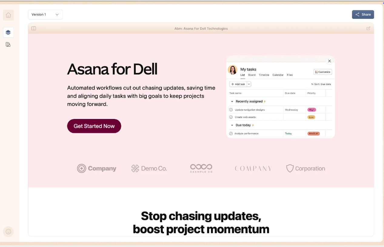 AN example of a one-to-one personalized landing page