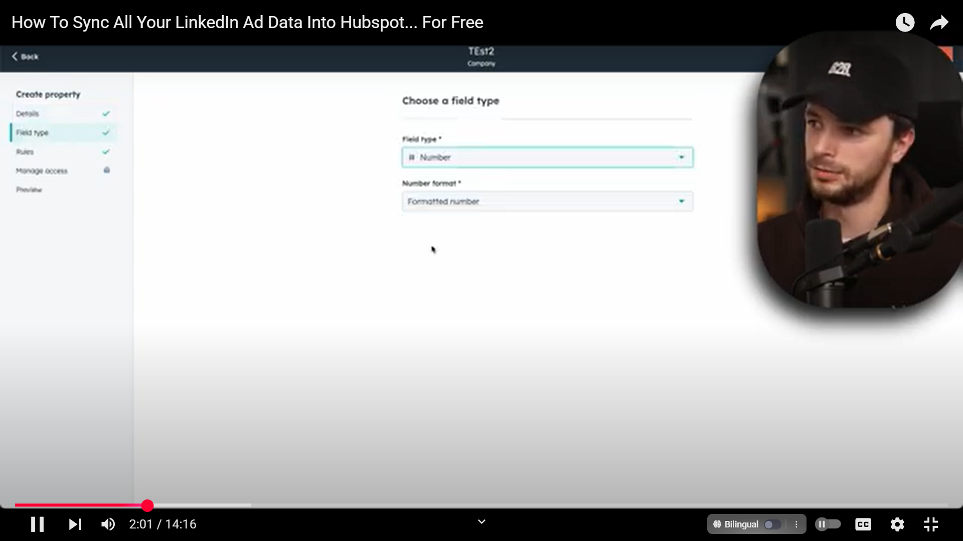 Creating a company property in HubSpot