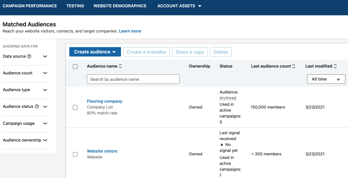 LinkedIn Matched Audiences