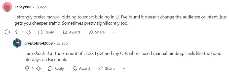 An expert talks about how he was shocked to see the amount of clicks and CTR he got using manual bidding