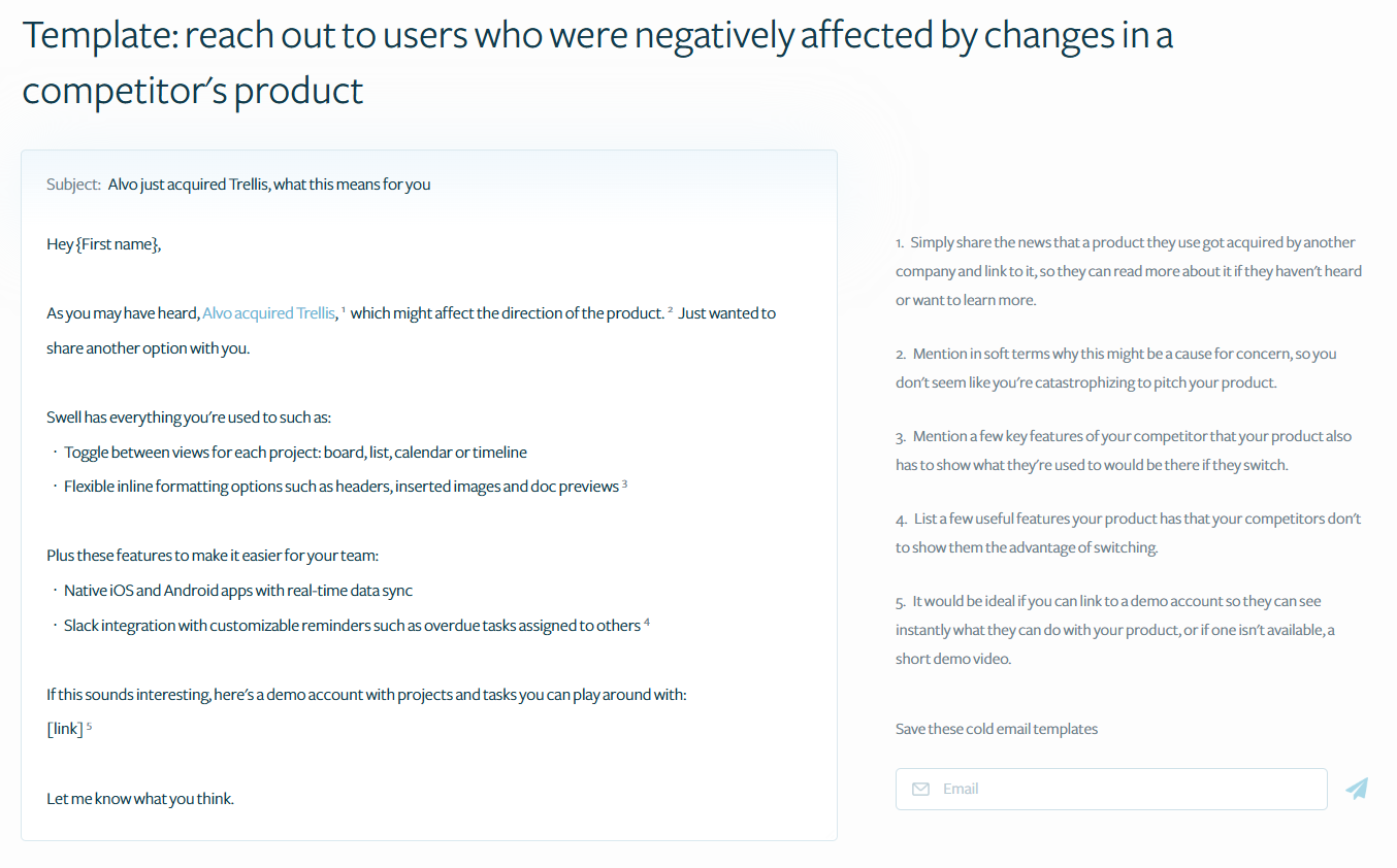 Artosay's email template based on talking about competitor. This template can be really helpful for ABM emails.