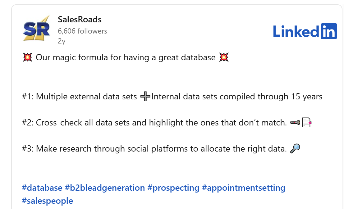 SalesRoads on LinkedIn