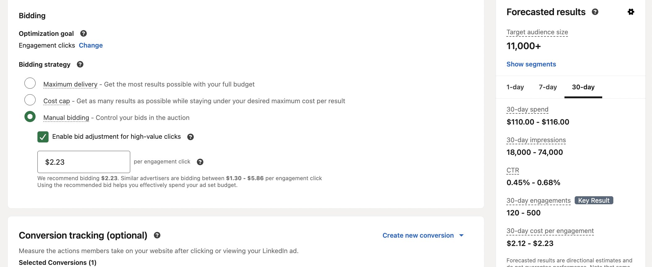 Linkedin bidding methods