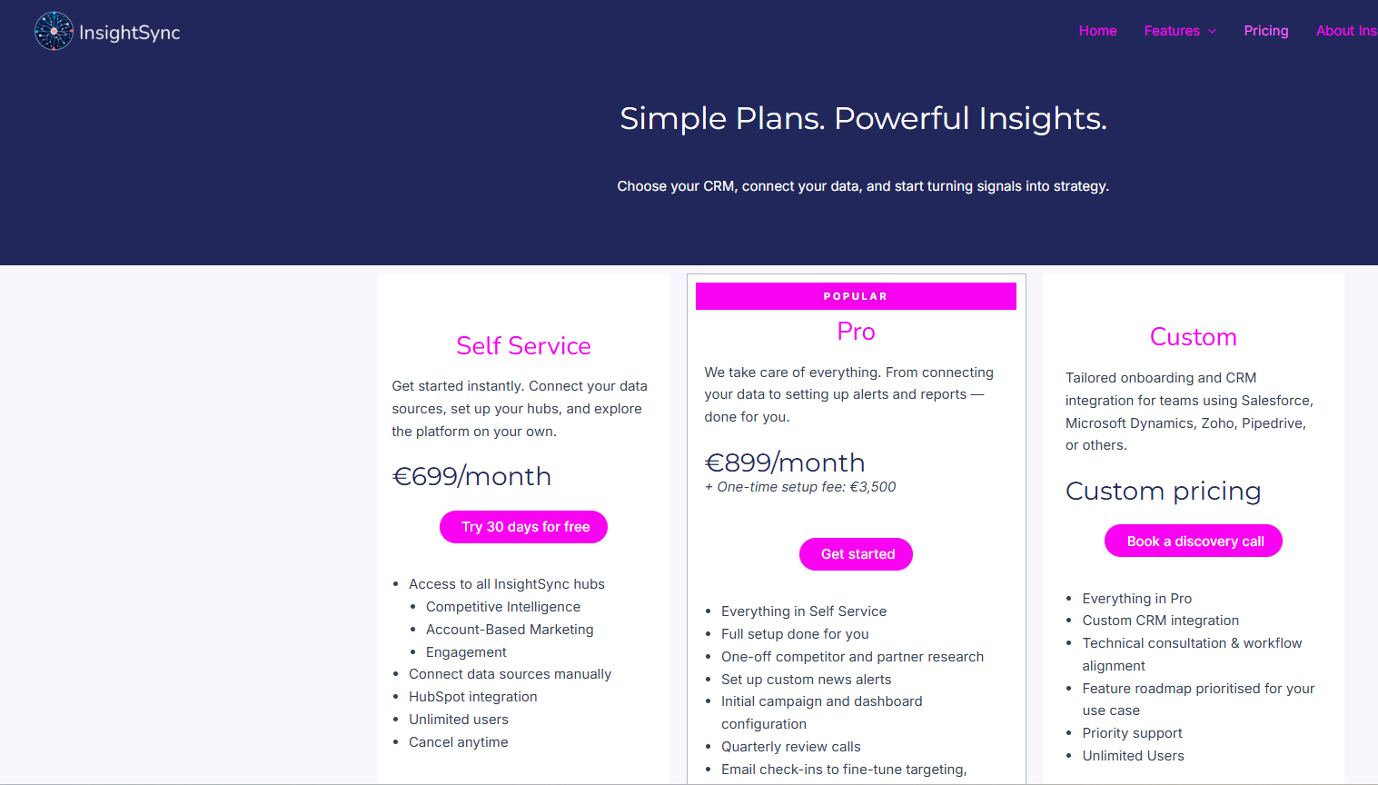 InsightSync pricing as of late 2025