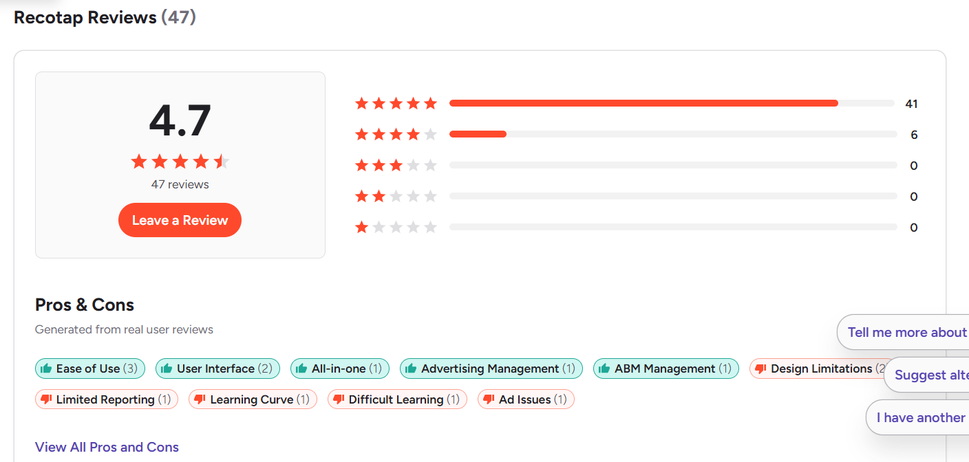 rating of Recotap on G2