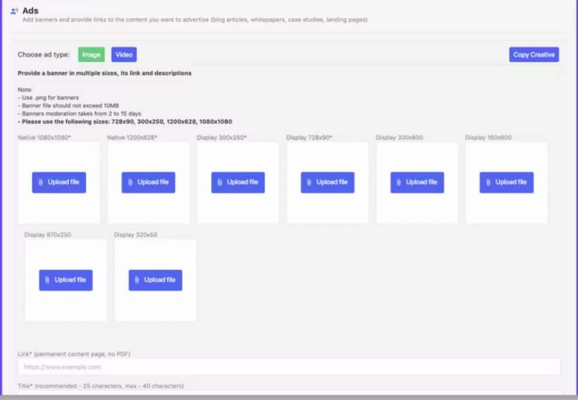 Ad library in Influ2