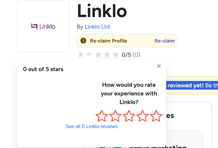 Linklo rating on G2