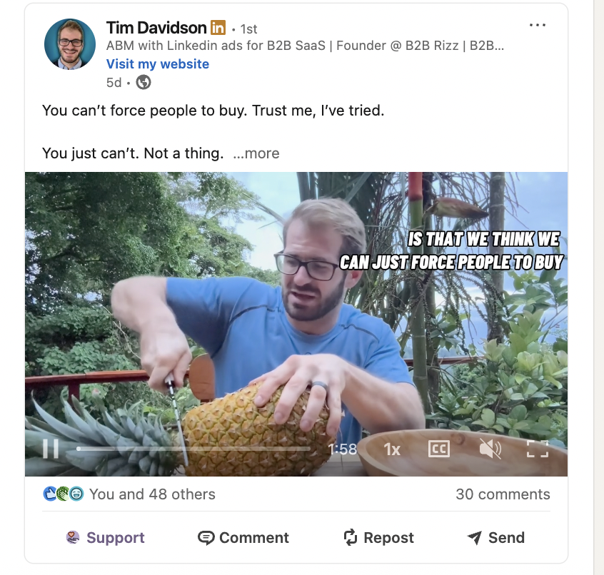Tim Davidson cutting fruit