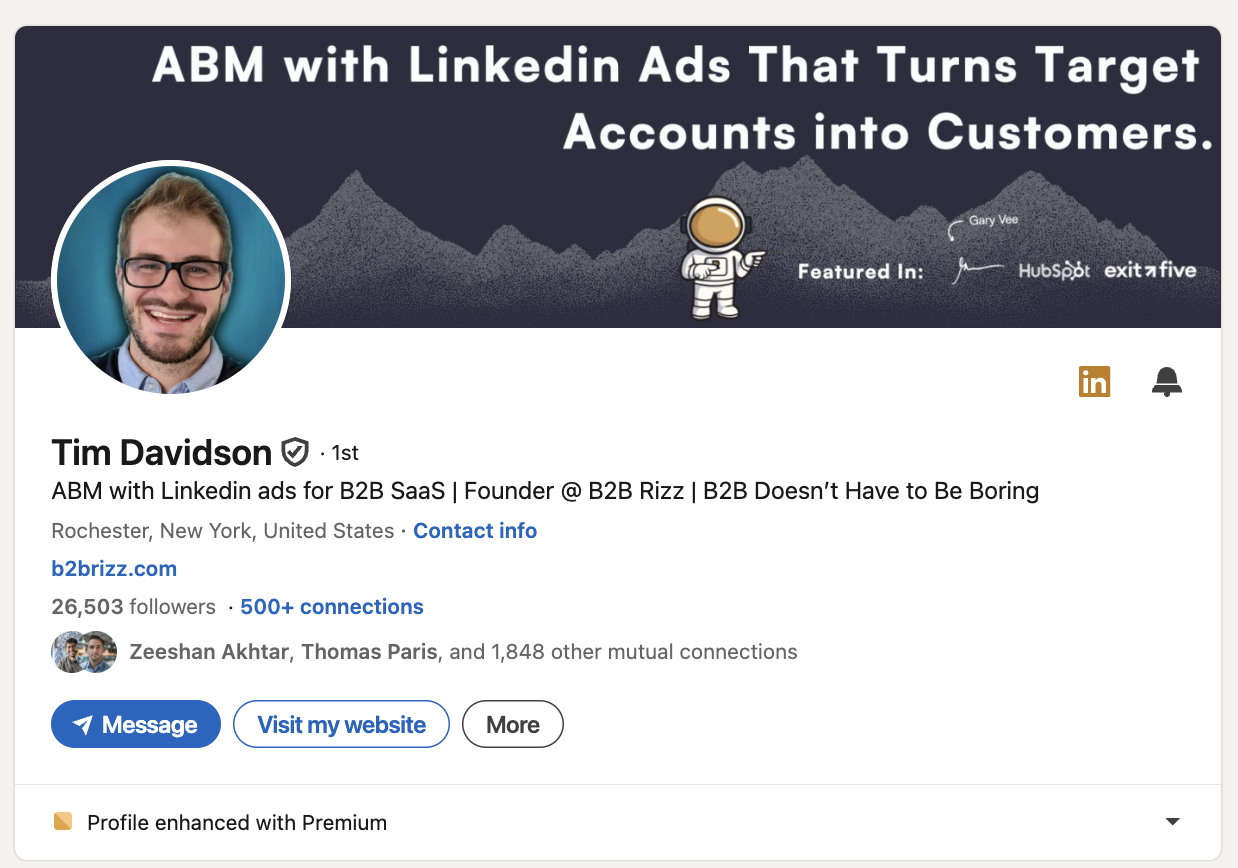 Tim Davidson LinkedIn profile