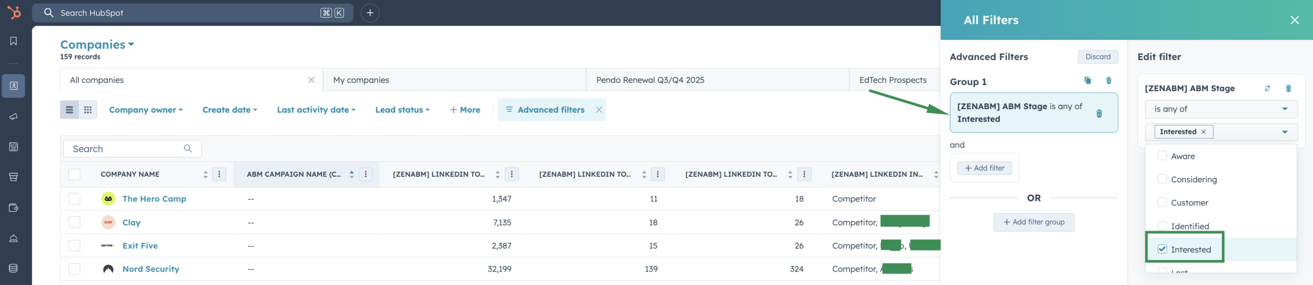 ' stage as company property in the CRM
