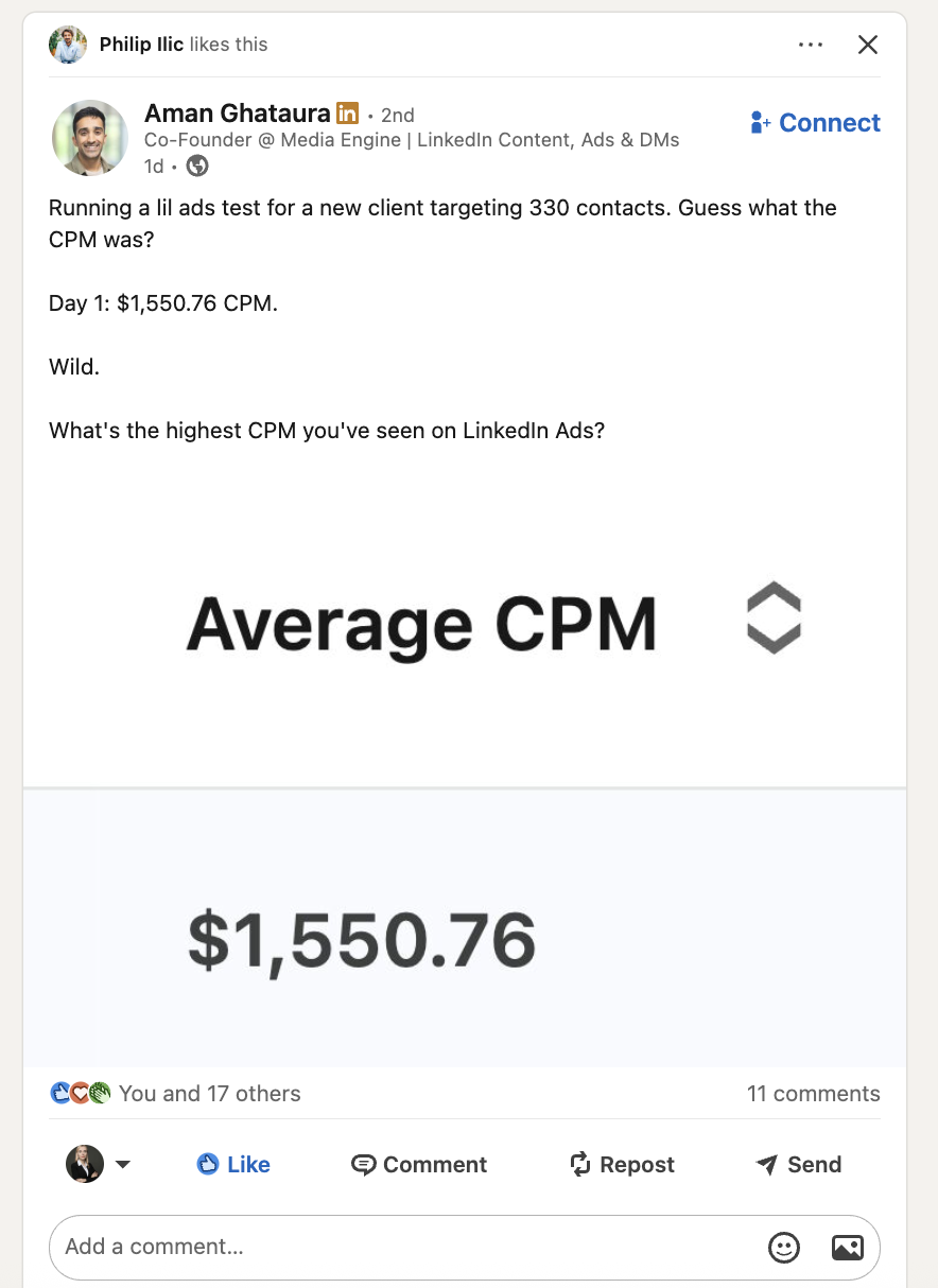 high CPMs on LinkedIn ads